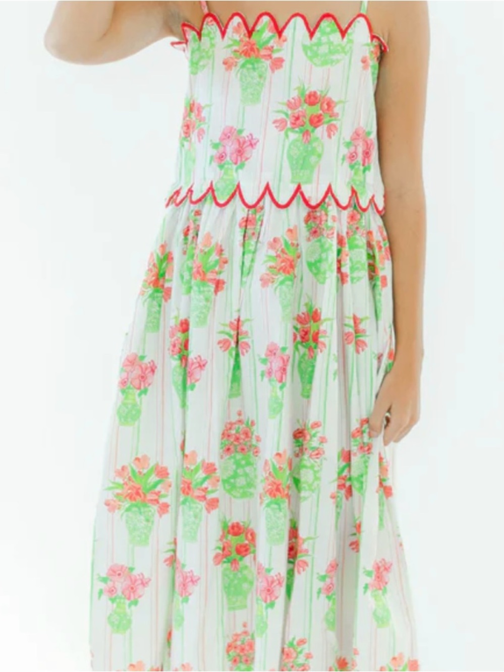 Marigold Floral Bouquet Dress with Scalloped Trim NWT